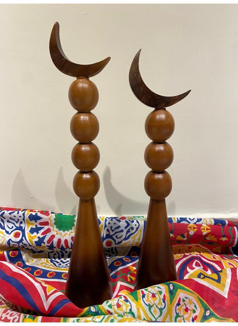 Momentum Ramadan natural wood crescent table top , set of two , Unique and Beautiful - Image 1